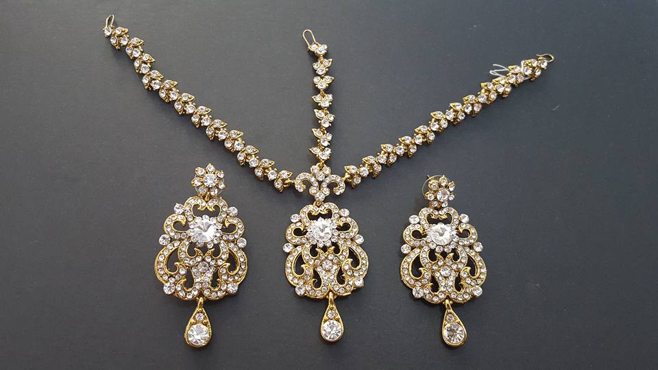 Antique Gold Headpiece & Earrings - Zaiba Jewels