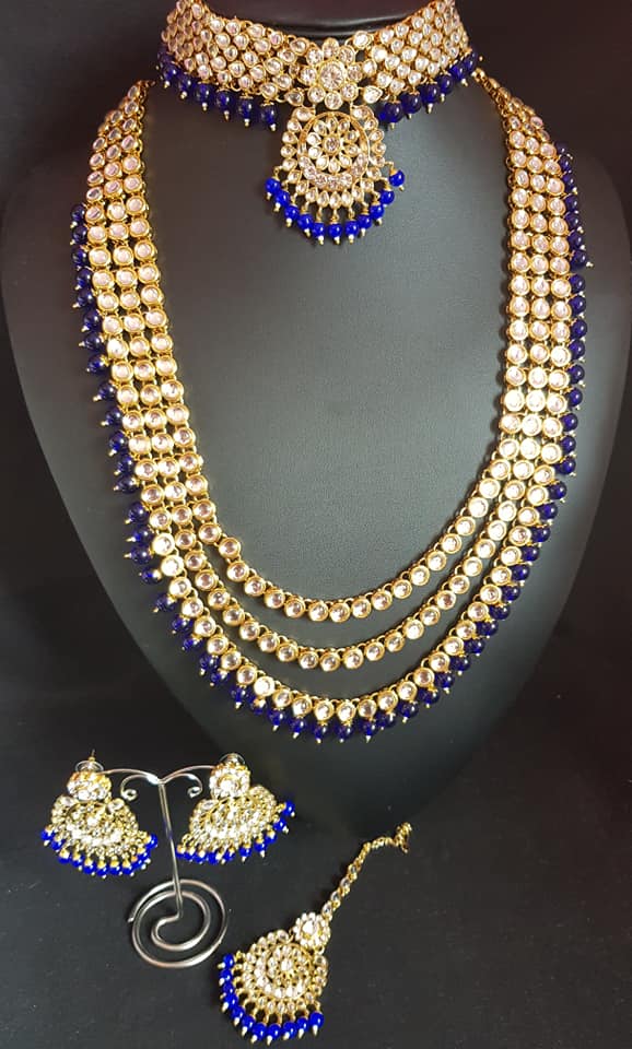 Navy blue kundan set Clearance